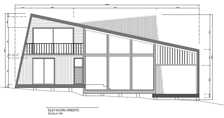 Plano de elevación — proyecto de diseño de arquitectura de Permiso Alegre